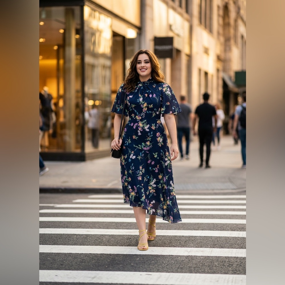 Maggy London Navy Floral Maxi Dress - Picture 3 of 11